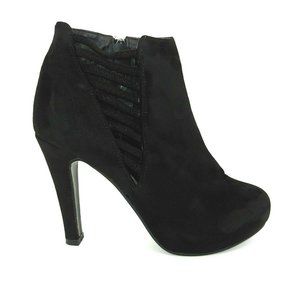 Lane Bryant Womens‎ Faux Suede Platform Ankle Bootie Elastic Ribbing Black 9W